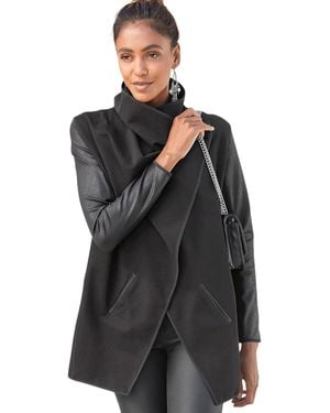 Lascana Leather Sleeve Jacket - Black