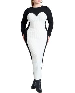 Eloquii Plus Size Maxi Sweater Dress With Colorblocked - Black