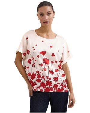 Phase Eight Marion Floral-print Short-sleeve Relaxed-silhouette Blouse - Red