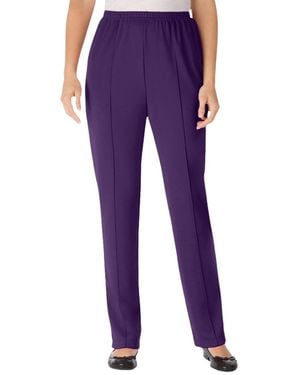Woman Within Within Tall Knit Hassle-free Pull-on Elastic-waist Pants - Purple