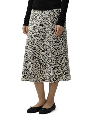 LILYSILK Leopard Print Bias-cut A-line Midi Silk Skirt - Multicolor