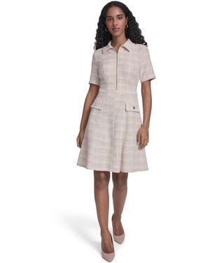 Tommy Hilfiger Short Sleeve Zipper Front Dress - White