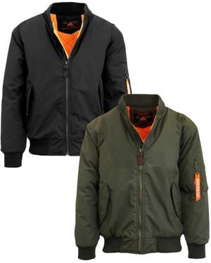 Spire By Galaxy Heavyweight Ma-1 Bomber Flight Jacket - Black