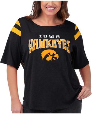 G-III 4Her by Carl Banks Iowa Hawkeyes Plus Size Linebacker Half-sleeve T-shirt - Black