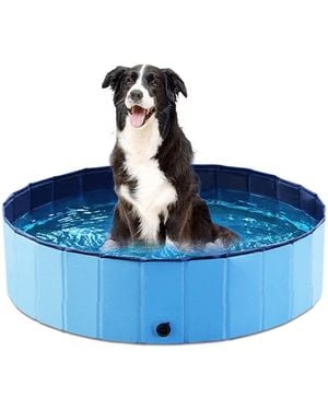 Aronkl Foldable Dog Pet Bath Pool Collapsible Bathing Tub Slip Resistant Durable Portable No Inflation - Blue