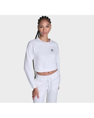 Converse Star Chevron Cropped Crewneck Sweatshirt - White
