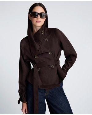 Kenneth Cole Cropped Belted Trench Jacket - Blue