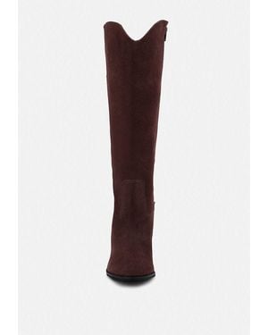 Rag & Co Great-storm Suede Leather Calf Boots - Brown