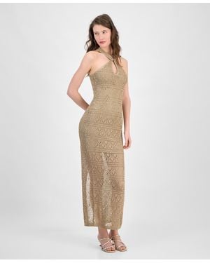 Guess Cynthia Crossover Halter Maxi Dress - Natural