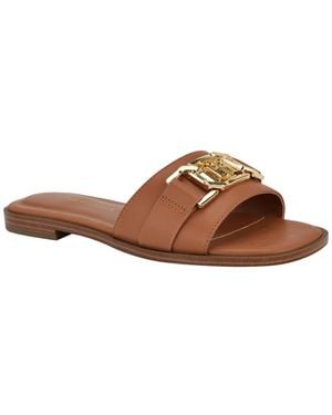 Tommy Hilfiger Trulei Flat Slide Sandals - Brown