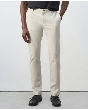 Mango Barna Slim-fit Twill Cotton-blend Chino Pants - White