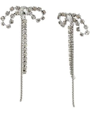Steve Madden Faux Stone Rhinestone Bow Statement Earrings - White