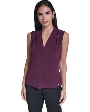 Calvin Klein Sleeveless V-neck Blouse - Purple