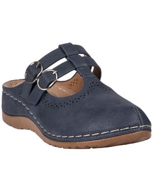 Gc Shoes Lalana Faux Leather Round-toe Clog Mules - Blue