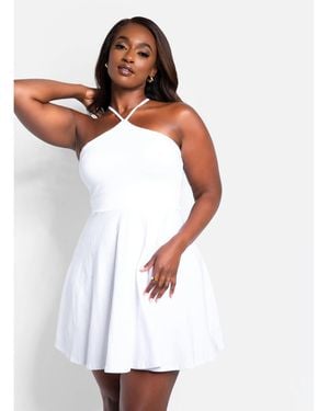 Rebdolls Halter Mini Skater Dress - White