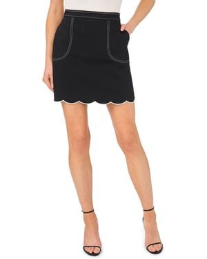 Cece Scallop Hem Mini Skirt - Black