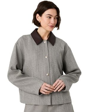 French Connection Speckled Herringbone Cropped Jacket - Gray