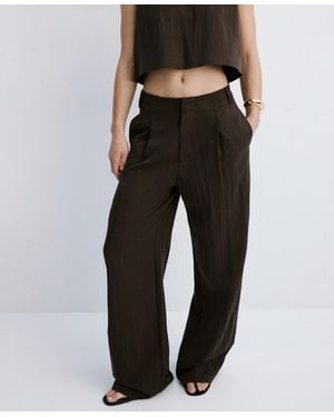 Mango Mid-rise Lyocell Pants - Black