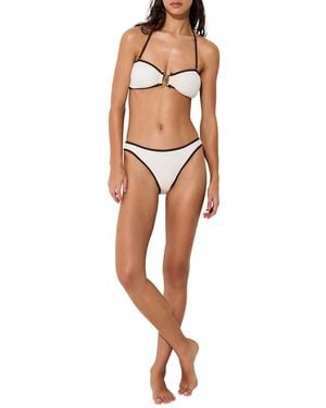 Reiss Johannah Tipped Bandeau Shirred Bikini Top - White