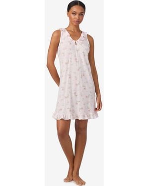 Ralph Lauren Sleeveless Flutter Neck Short Gown - White