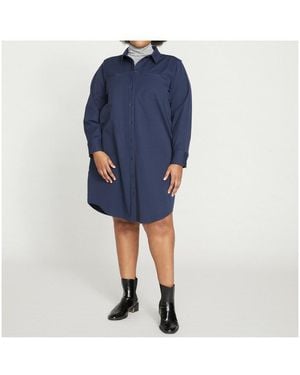UNIVERSAL STANDARD Kelly Stretch Cotton Twill Shirtdress - Blue