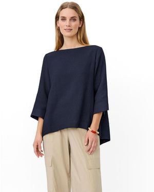 Masai Dovinia 3/4 Sleeve Round Neck Blouse - Blue