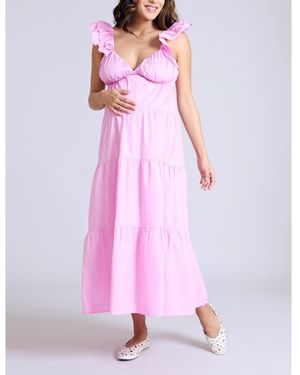 Motherhood Maternity Maternity Ruffle Sleeve Tie-back Maxi Dress - Pink