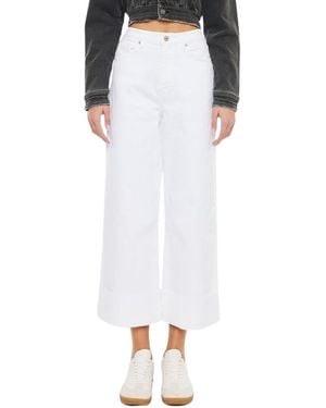 Kancan Alfie 90's Cropped Wide Leg Jeans - White