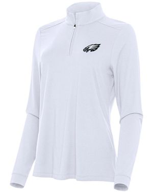 Antigua Philadelphia Eagles Intent Quarter-zip Sweatshirt - White