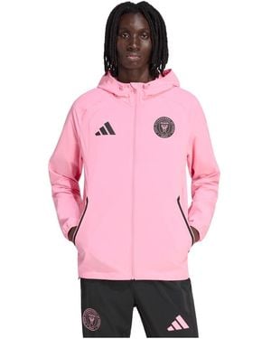 adidas Inter Miami Cf Tiro Travel Full-zip Hooded Windbreaker Jacket - Pink