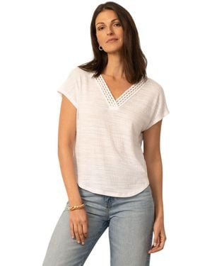 Cable & Gauge Braided Trim Crinkle Tee - Gray