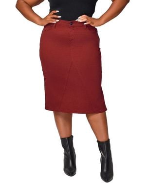 Slink Jeans Midi Skirt - Red