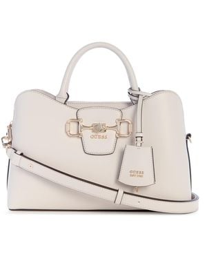 Guess Janie Top Zip Girlfriend Satchel Bag - Natural