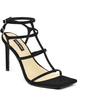Nine West Wilma Caged Square Toe Stiletto Dress Sandals - Black