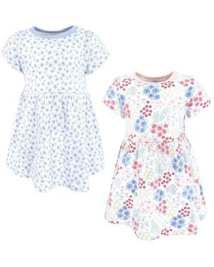 Touched By Nature And Organic Cotton Short-sleeve Dresses - Blue