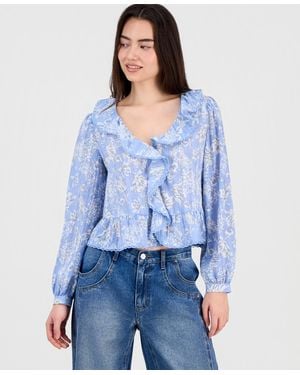 And Now This Ruffled Peplum Top - Blue