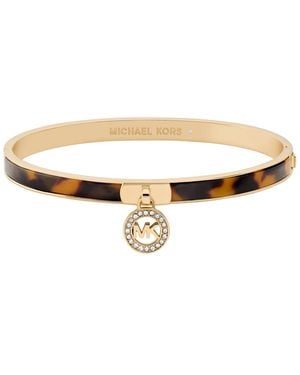 Michael Kors Tortoise Inlay Logo Bangle Bracelet - White