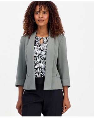 Kasper Open-front 3/4-sleeve Jacket - Gray