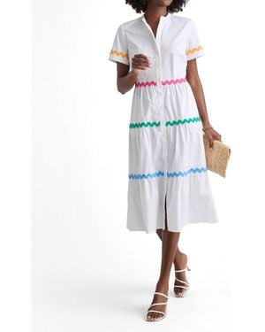 UNTUCKit Stretch Cotton Ric Rac Tiered Justine Dress - White