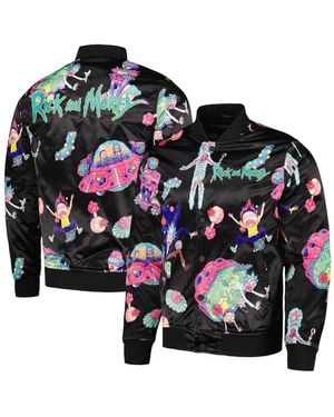 FREEZE MAX Rick And Morty Graphic Satin Full-snap Jacket - Black