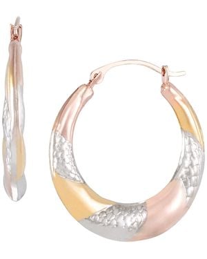 Macy's Dual-tone Textured Hoop Earrings - Pink