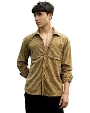 Campus Sutra Olive Faded Corduroy Oversized Shirt - Green
