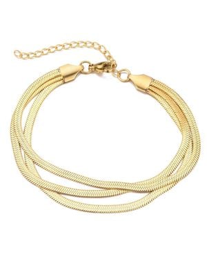 Adornia Tarnish Resistant Plated Multi-strand Herringbone Chain Bracelet - Metallic