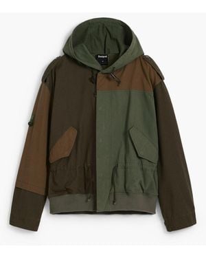 Desigual Hooded Jacket With Patches, Cotton - Green