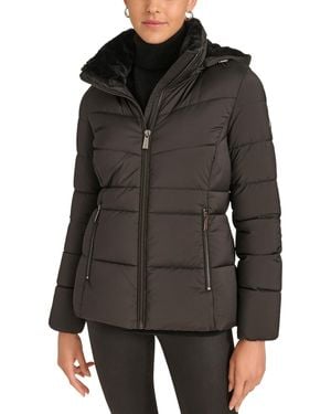 Calvin Klein Faux-fur-lined Hooded Puffer Coat - Black