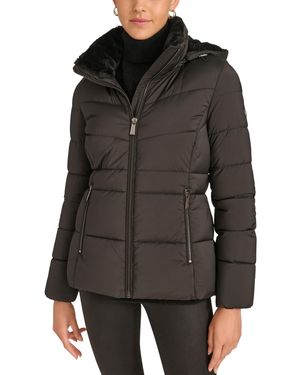 Calvin Klein Faux-fur-lined Hooded Puffer Coat - Black