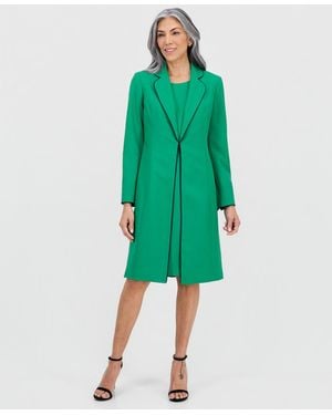 Le Suit Topper Jacket & Round-neck Sheath 2 Piece Dress Suit - Green