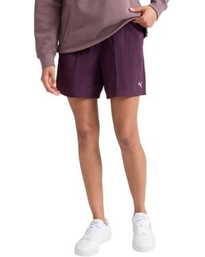 PUMA Essential Woven Pin Loose Fit Tuck Shorts - Purple