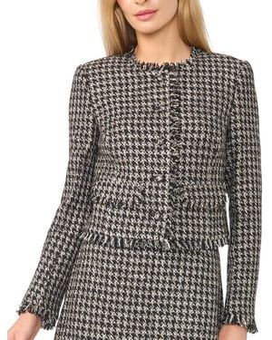 Cece Gold Flecked Tweed Cropped Jacket - Black