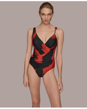 Donna Karan Donna Karan Wrap Front One-piece Swimsuit - Red